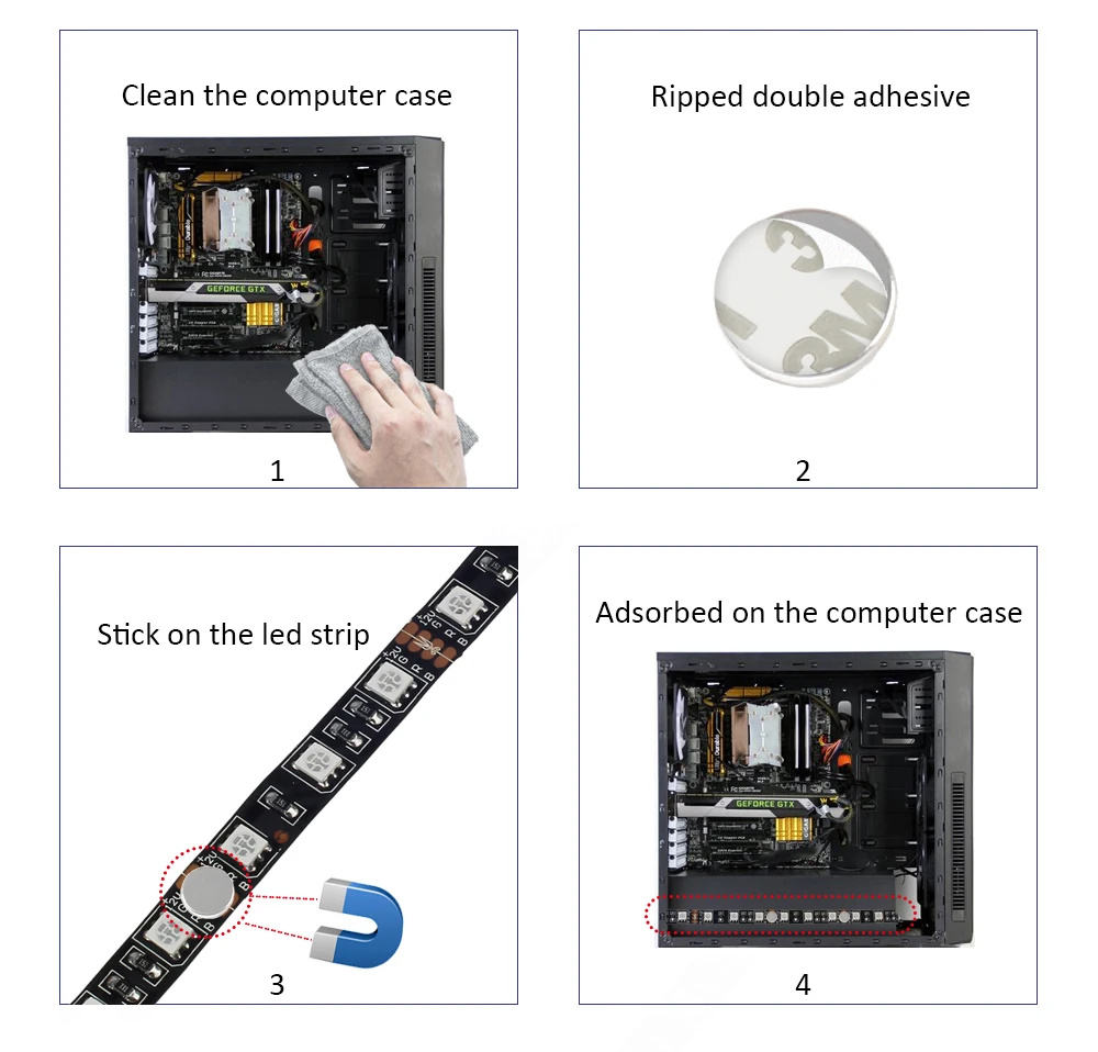 50 см 1м 2м Sata светодиодные ленты 5050 RGB для ПК корпус компьютера 17Key RF дистанционное