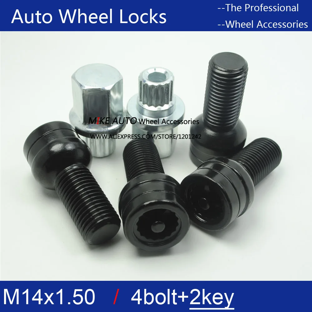 4Bolts2keys M14x1.50mm 1 5 Колесный болт для замка анти сдвижная гайка VW Golf 6 7 LAVIDA Tiguan CC Passat Polo