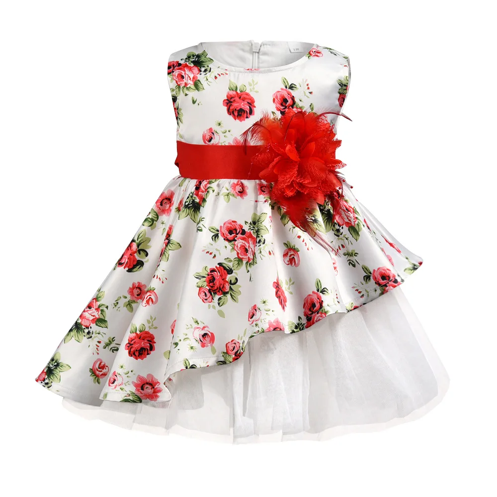 Новое летнее платье-туника без рукавов для девочек платье с цветочным принтом