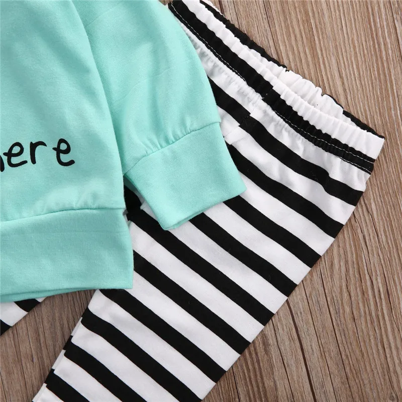 2017 2 шт. Футболка с капюшоном и штаны в полоску на возраст 0-18 месяцев | Детская