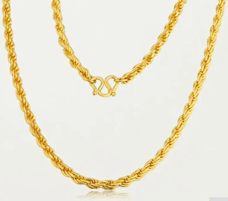 

Pure Yellow Gold Rope Necklace/ 24K 999 Gold Heavy designer Necklace 6.8g