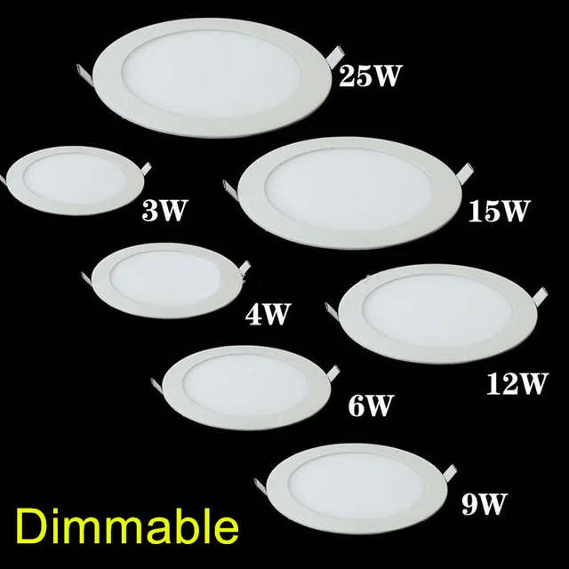 

Dimmable LED Ceiling Downlight Light 6W 9w 12W 15W 25W LED Panel down light AC85-265V Warm/Cold White Brightness Adjustable