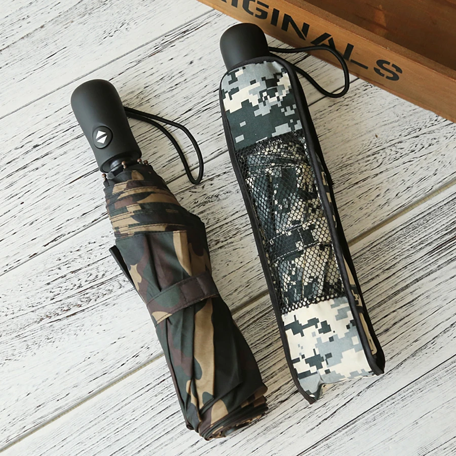 Camouflage Military Travel Umbrella Green Wind Resistant Folding Strong Reinforced Men Automatic Ombrello Antivento 144 | Дом и сад
