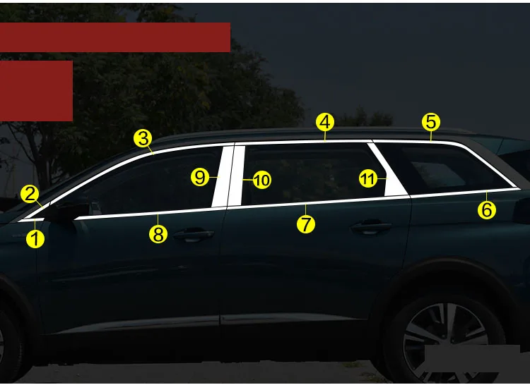 Lsrtw2017 304 нержавеющая сталь окна автомобиля планки для peugeot 5008 2nd generation - Название цвета: full trims