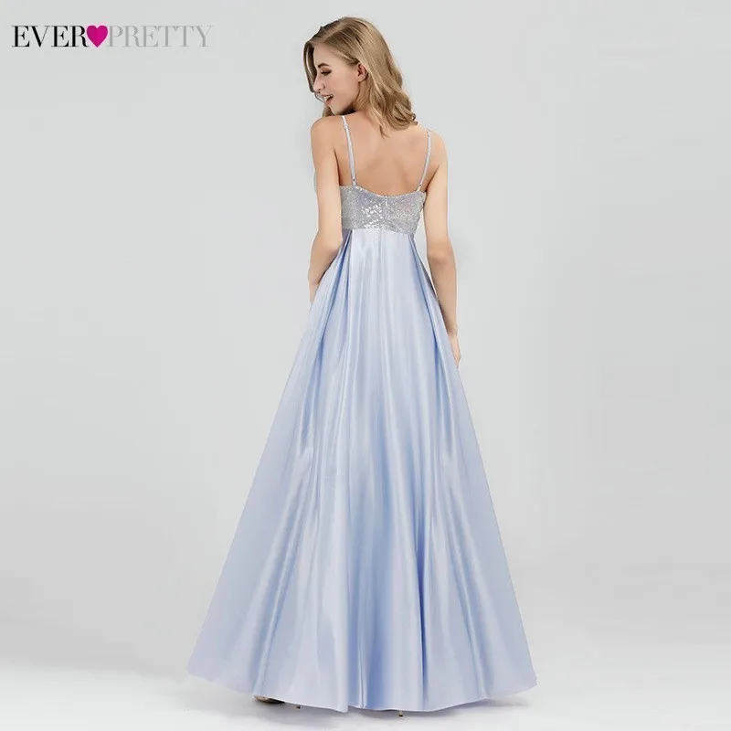 Свадебные платья расшитые блестками 2019 Ever Pretty A-Line Глубокий v-образный вырез без