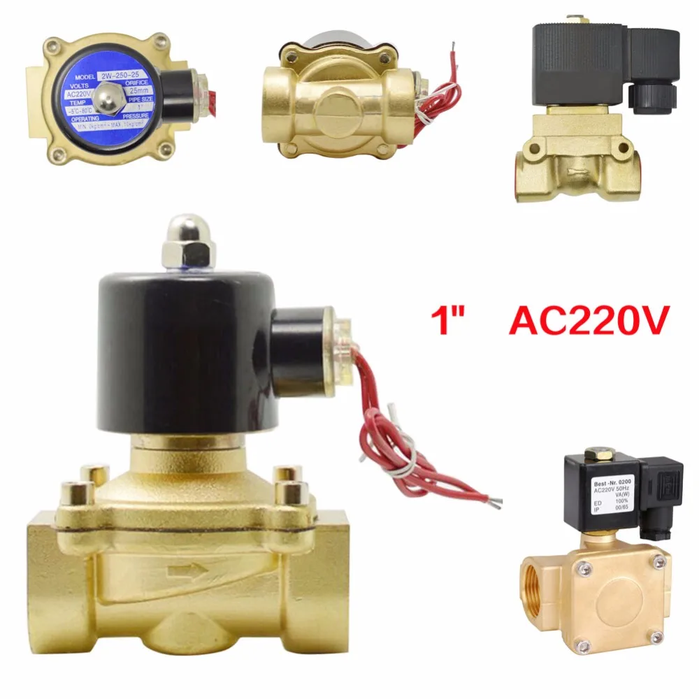 1 inch AC 220V Brass Electric Solenoid Valve Gas Water Fuel Air Solid Coil Pneumatic Normal Closed Alloy Power Tool | Инструменты