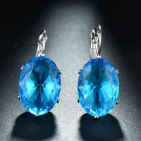 luckyshien 1419 mm brand new jewelry fire oval sky blue quartz crystal wedding earrings russia usa australia dangle earrings