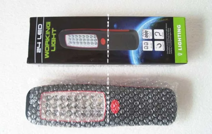 

Wholesale led work lamp 24 Leds Lampara Trabajo LED led hand lamp 3*AA battery yellow red for car camp garape etc.