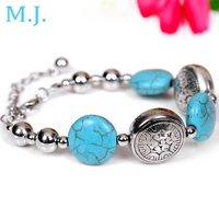 girls fashion new boho natural stone bracelet female vintage silver color chain bracelets for women bangle jewelry party gift