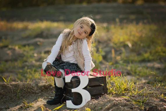 free shipping Number Three 3 Sign Age Photo Prop Wooden pvc Numbers for Children Photos Large Numbers|number 3|props photosnumbers wood |