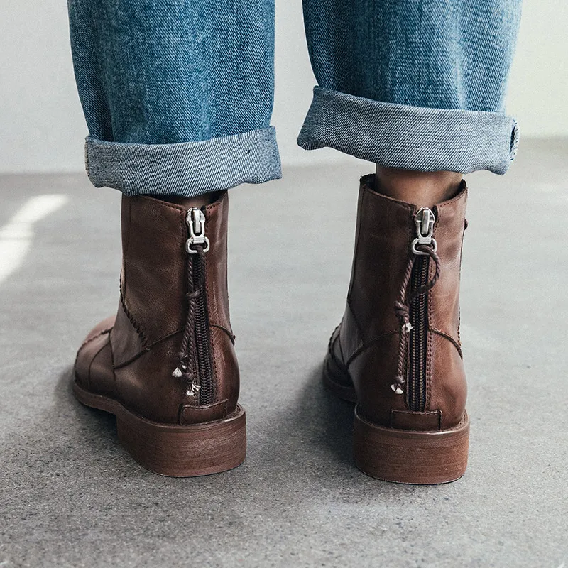 

ASUMER fashion autumn winter genuine leather boots women round toe ladies ankle boots low heels shoes women motorcycles boots