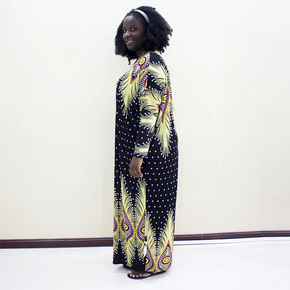 2019 модные африканские Дашики черного цвета с длинными рукавами длинные платья