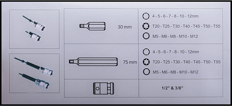 40 шт. отвертка торцевые биты 1/2 ''& 3/8'' торцевой адаптер Torx Шестигранная Торцевая коронка для ремонта автомобильных велосипедов ручные инструменты
