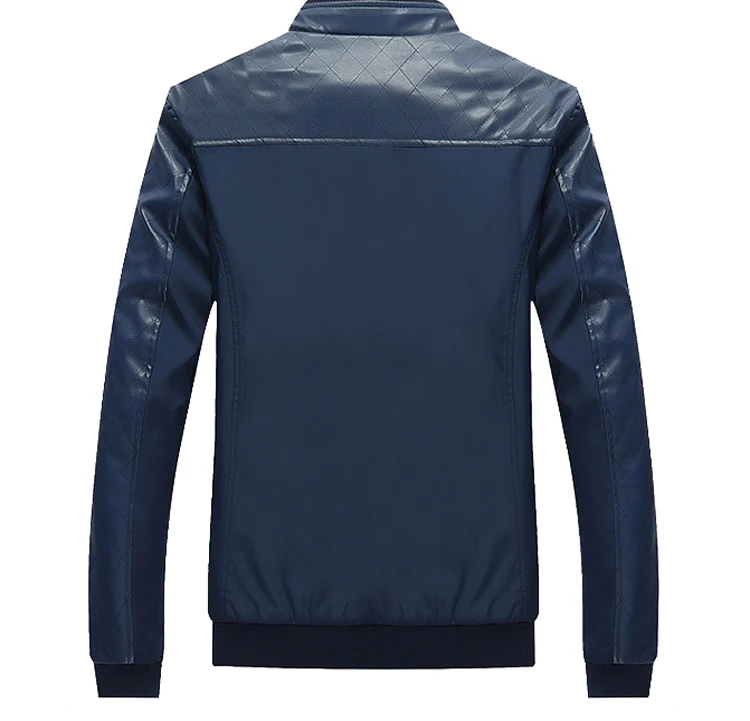 

2017 Fashion 5XL Spring New Men's PU Patchwork Jackets Casual Men's Thin Jackets Solid Slim Male Coats Brand Clothing