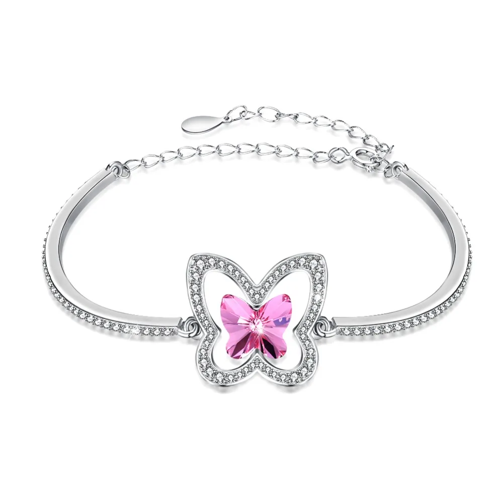 LEKANI кристаллы от Swarovski браслет 925 Бабочка Кристалл стерлингового серебра женский бутик ювелирных изделий Feminina