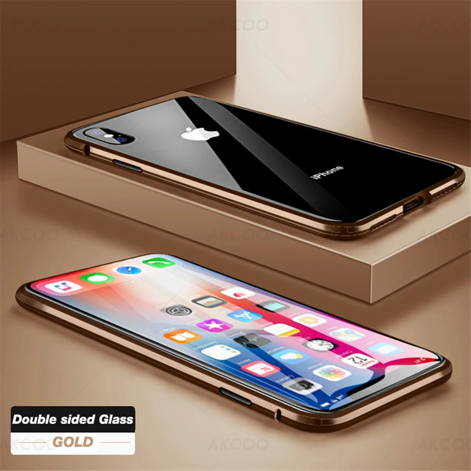 Чехол Akcoo для iPhone XS Max с магнитной адсорбцией, переднее и заднее закаленное стекло на весь экран для iPhone 6S 7 8 Plus XR, чехол s