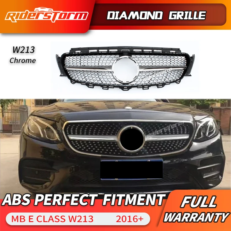 For E Class Grill W213 Diamond Grille Front Mesh Auto Part E200 E250 E300 2016 2018 front grille bumper grill|Гоночные решетки| |