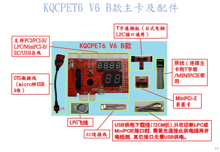 Шесть диагностических карт Тестовая карта Pci-e основная плата обнаружения неисправностей