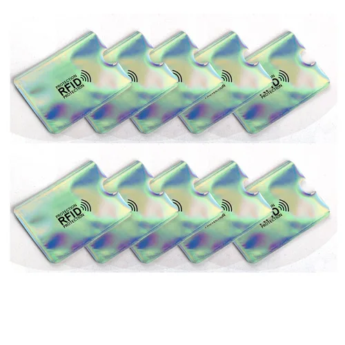 RFD003-2 10 pcs 10 шт. алюминиевый Анти Rfid считыватель держатель для банковской кредитной карты Защита Rfid считыватель карт металлический кредитный держатель для карт - Цвет: RFD003-2 10 pcs