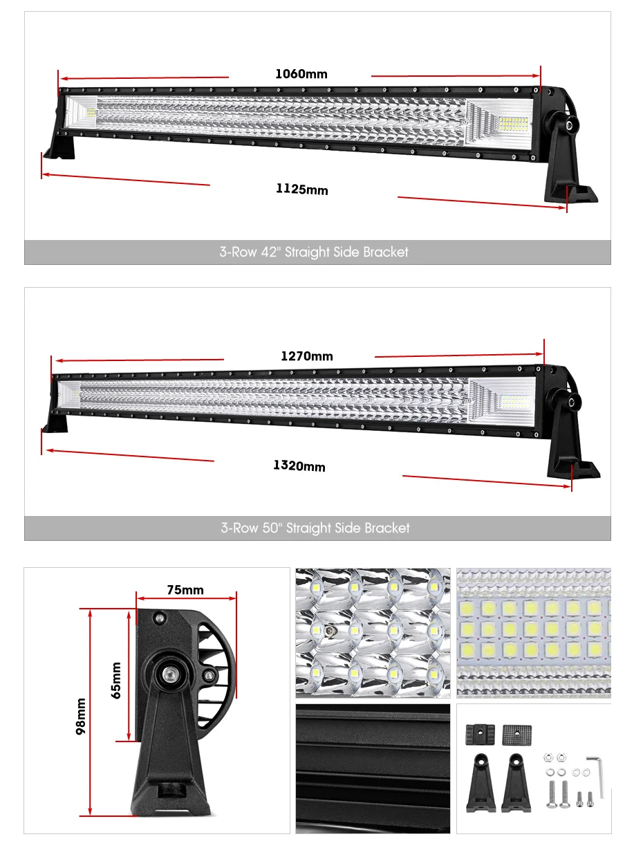 Oslamp 3 ряда 1" 20" 2" 34" 4" 50" прямой/изогнутый СВЕТОДИОДНЫЙ светильник бар 4x4 внедорожный светодиодный рабочий светильник 6000 К пятно+ Наводнение Combo Луч светодиодный бар