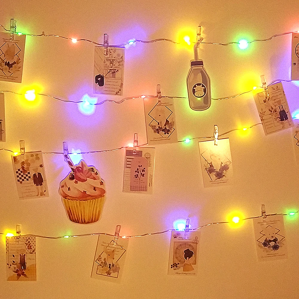 Fairy Lights Photo Clip LED String Lights Party Chain Battery Operated Garland Christmas Decoration Wedding RGB LED Light String