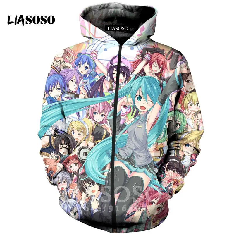 Забавные 3D принт унисекс аниме VOCALOID Hatsune Толстовка Miku мяч homme Толстовка Топ Harajuku рубашка на молнии толстовки рок hoodieE594