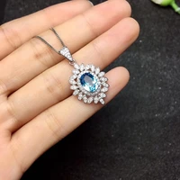 natural stone sky blue topaz pendant round cut solid 925 sterling silver jewelry not include the chain