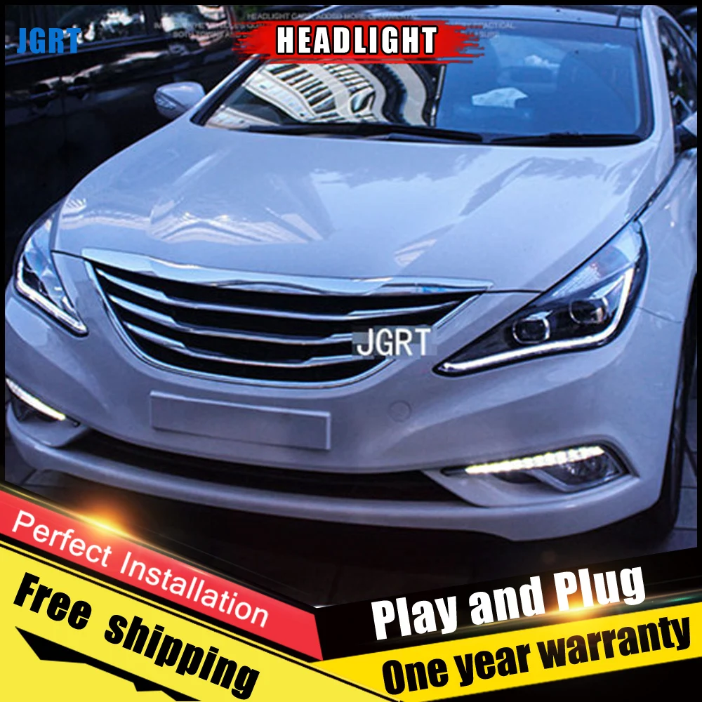 2 шт. автомобиль Стиль светодиодный фары для Hyundai Sonata 11 14 лет налобный фонарь DRL