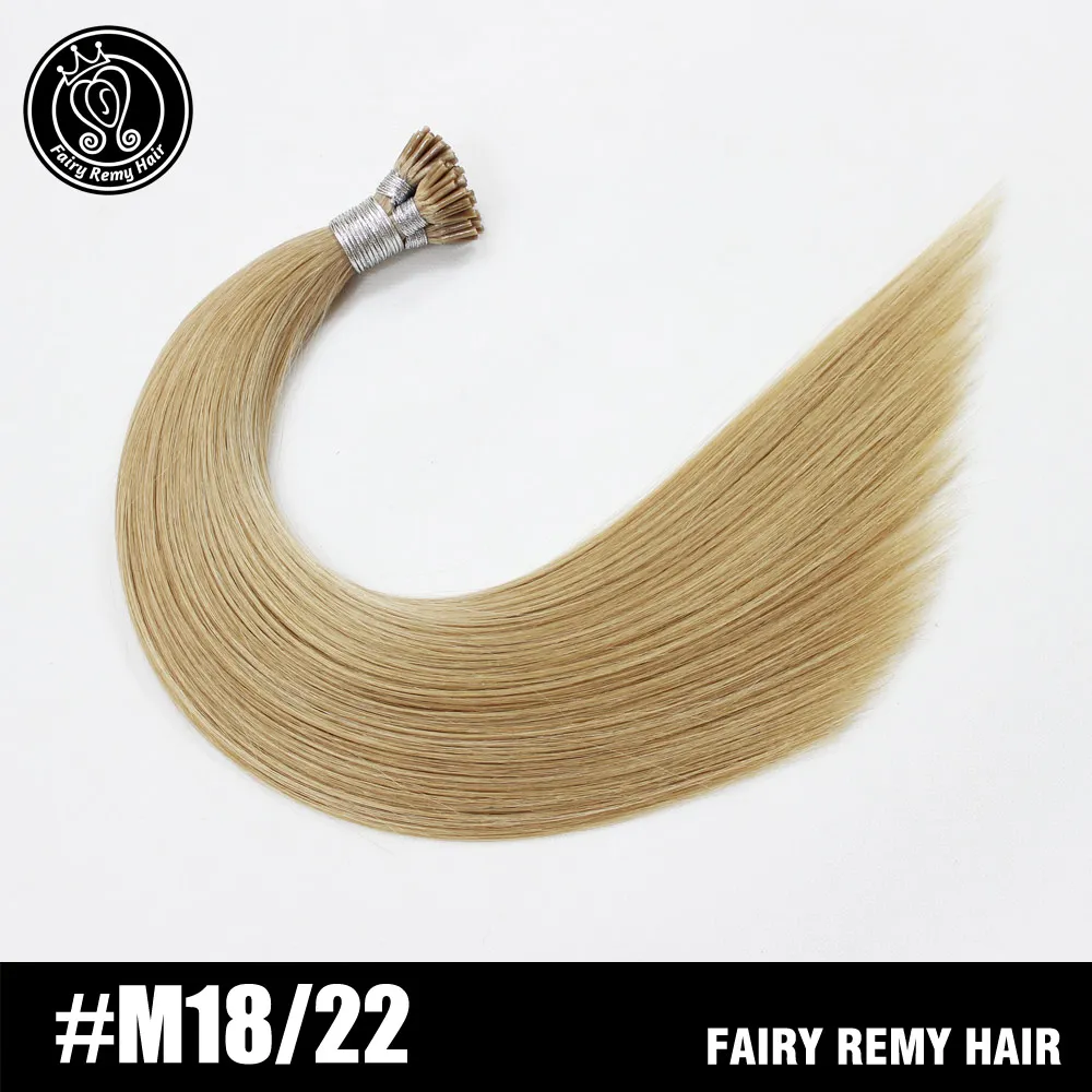 Сказочные волосы remy 1 г/локон 1" 18" 2" 22" Fusion человеческие волосы для наращивания прямые Remy Keratin I Tip Micro Ring человеческие волосы на Capsuel - Цвет: # M18/22