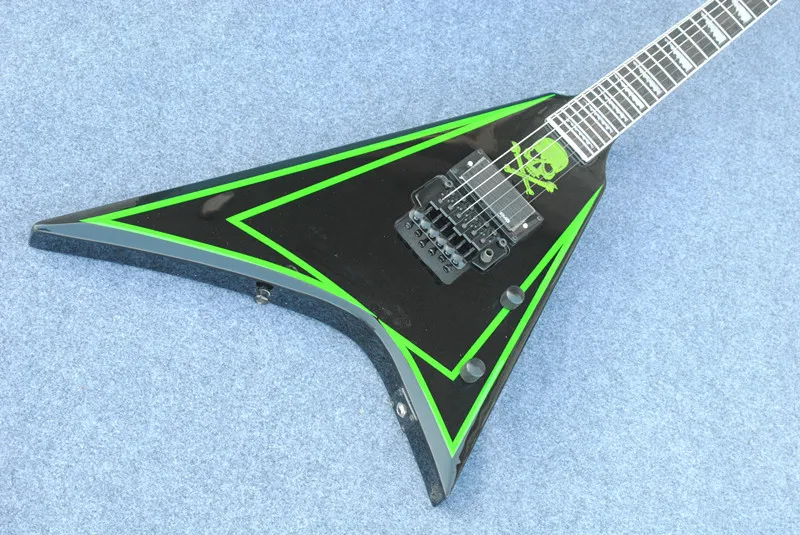 Пользовательский магазин Alexi Laiho электрическая гитара с зелеными краями cobhc V