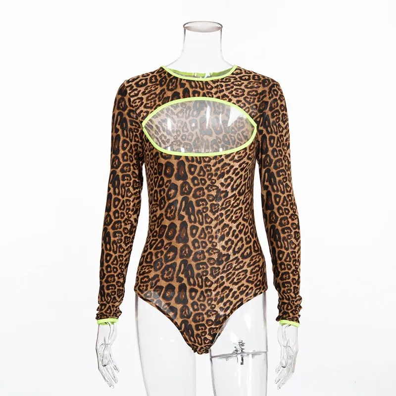 Leopard Dulzura Весна Лето Женское комбидресс бодисьют Леопардовый принт выдолбить лоскутные сексуальные уличная одежда цельный комбинезон боди - Цвет: Leopard