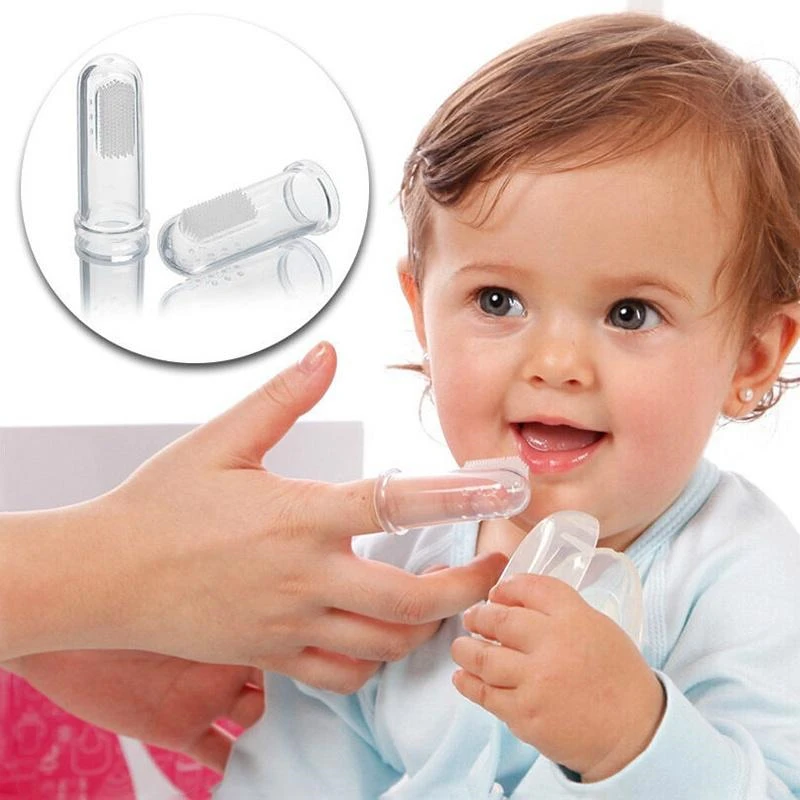 Милая детская зубная щетка на палец с коробкой детский массажный мягкий - Фото №1