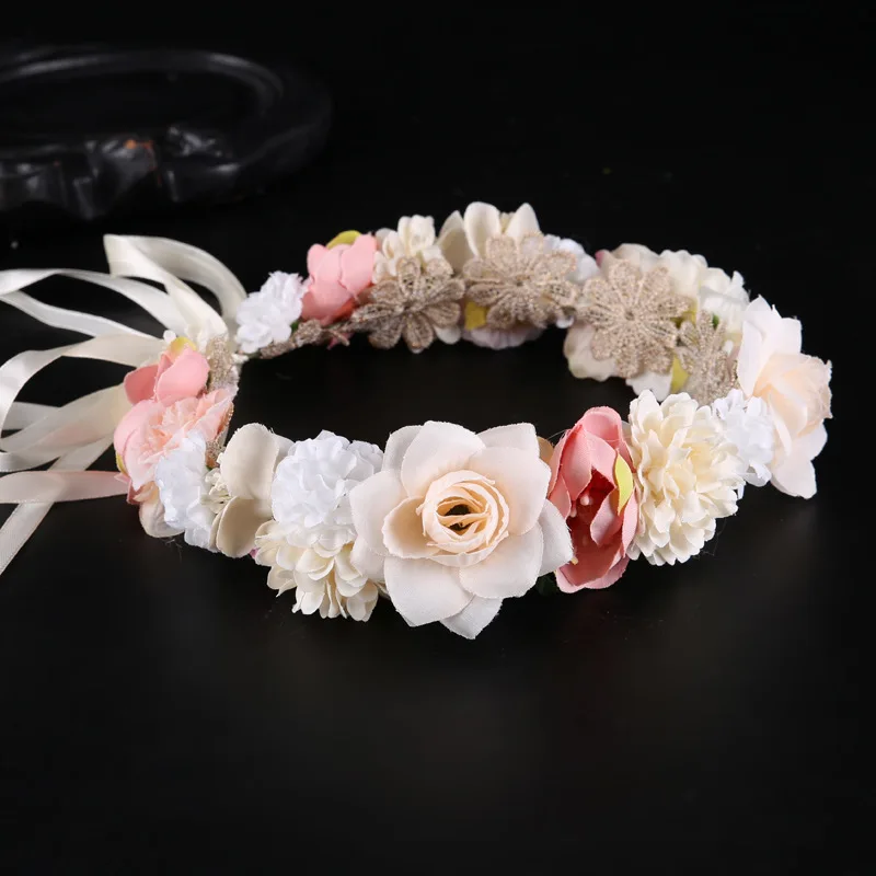 

Boho Flower Girl Crowns Headpiece Bohemian Floral Hair Wreath Headband Women Hair Piece Wedding Hair Accessories