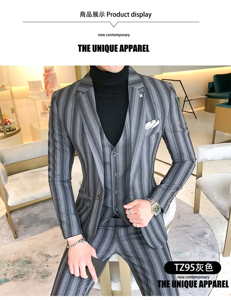 3piece Men Suit Fashion Plus Size Autumn Wedding Suits For Men Slim Fit Casual Groom Tuxedo Young Man Formal Wear 5XL-S Hot