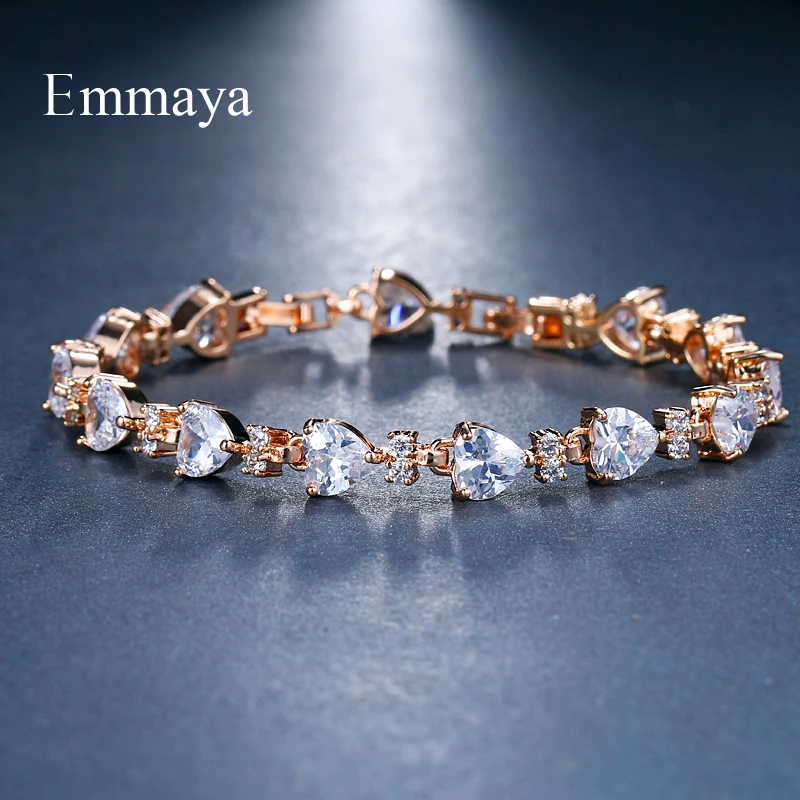 Браслет Emmaya из розового золота с цепочкой и сердцем классические браслеты 3 цвета