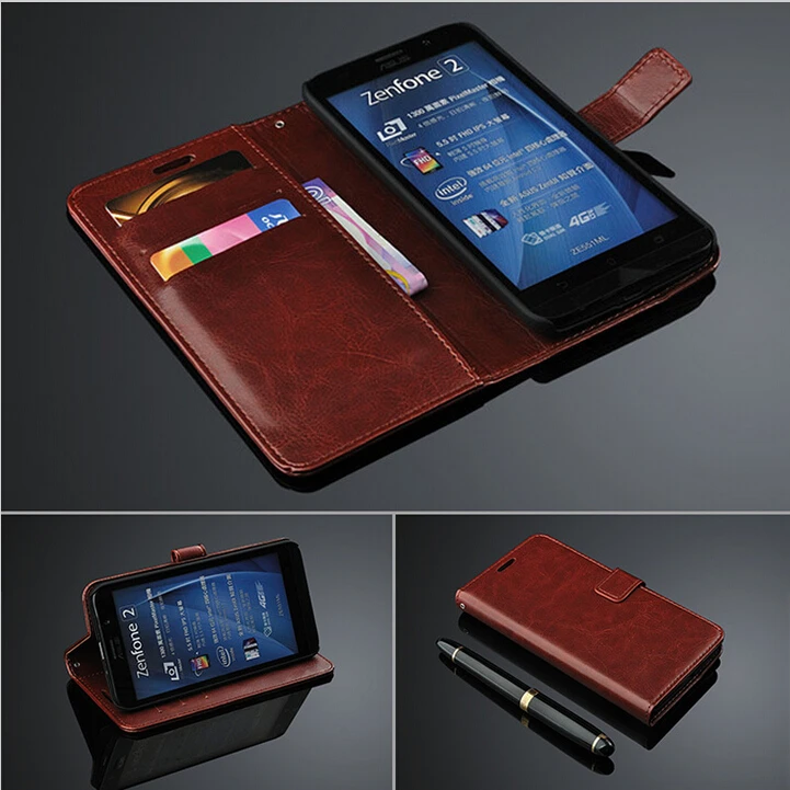 Ретро чехол из натуральной кожи на подставке с застежкой кошелек для Asus Zenfone 2 ZE551ML Capa Case для Asus Zenfone 3 ZE520KL/ZE552K 3 Max ZC520T