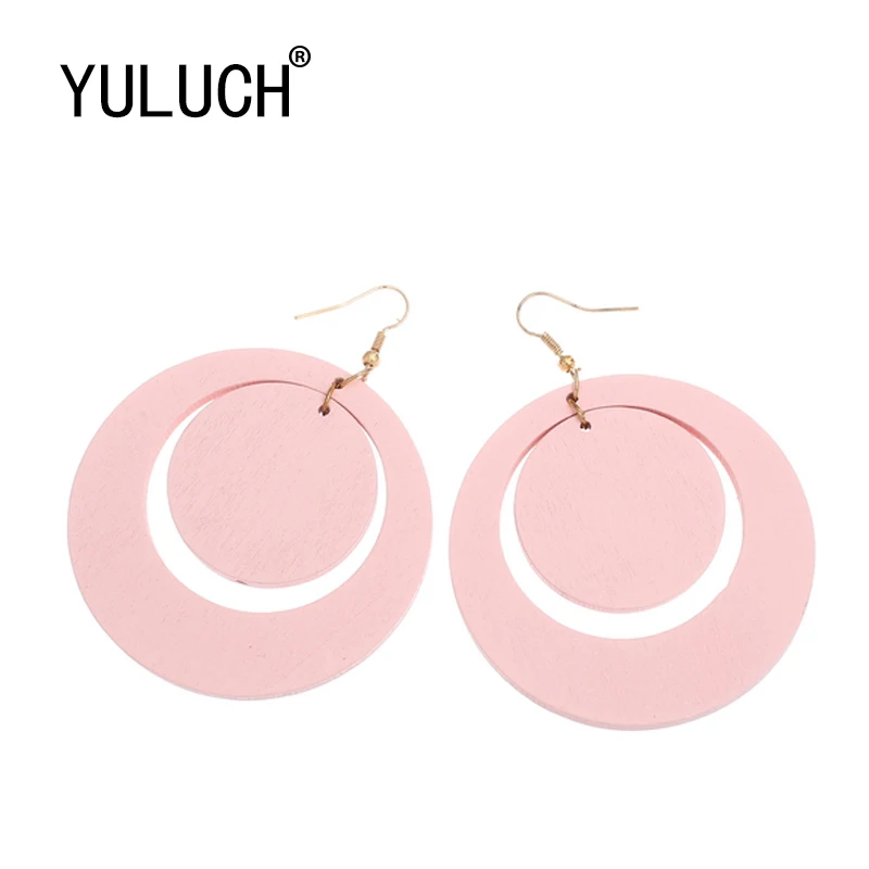 

Серьги YULUCH Женские Геометрические, Круглые, деревянные, подарок на день Святого Валентина