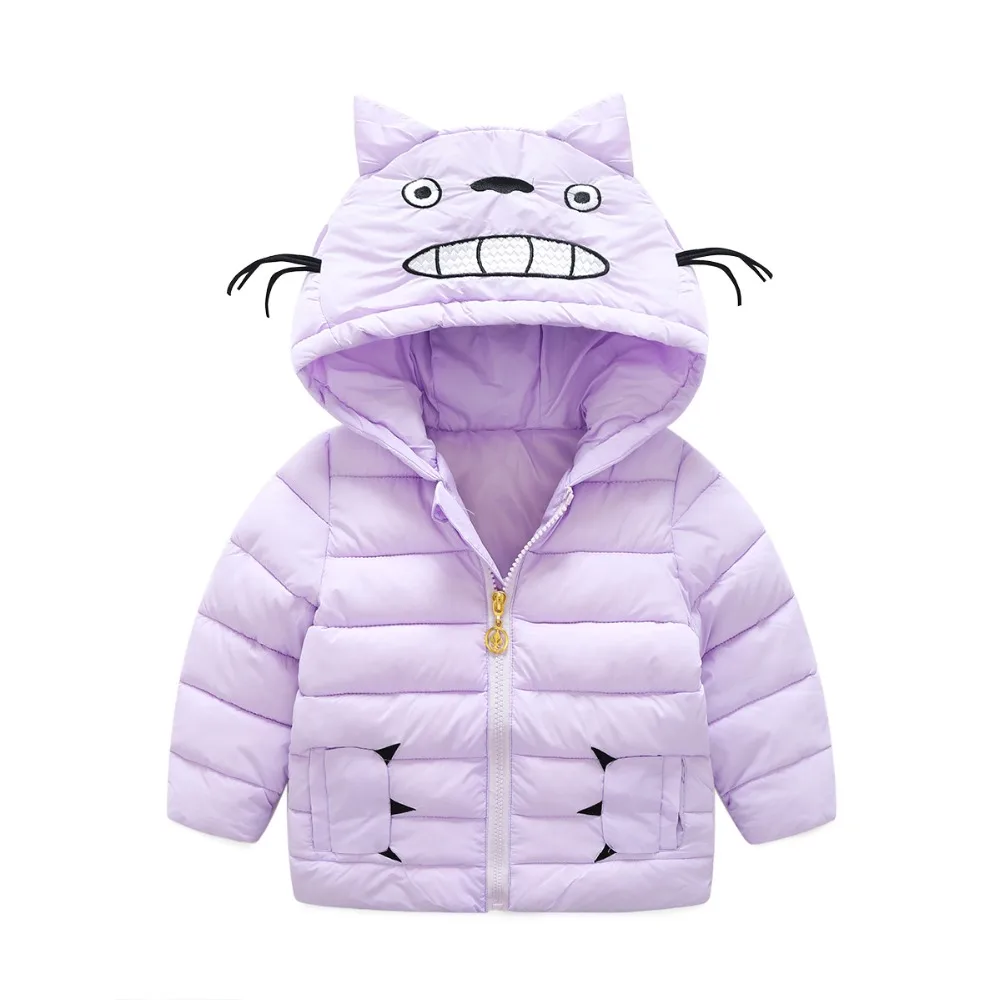 2017 New Brand Korean Cute Cat Cotton-padded Clothes Baby Girls/Boys Hooded Zipper Cartoon Down/Parkas Kids Jacket/Outerwear Top |