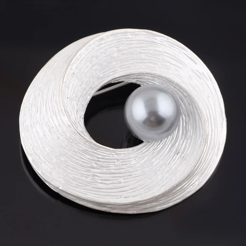 Матовая серебряная с серым брошь искусственным жемчугом для женщин Свадебные