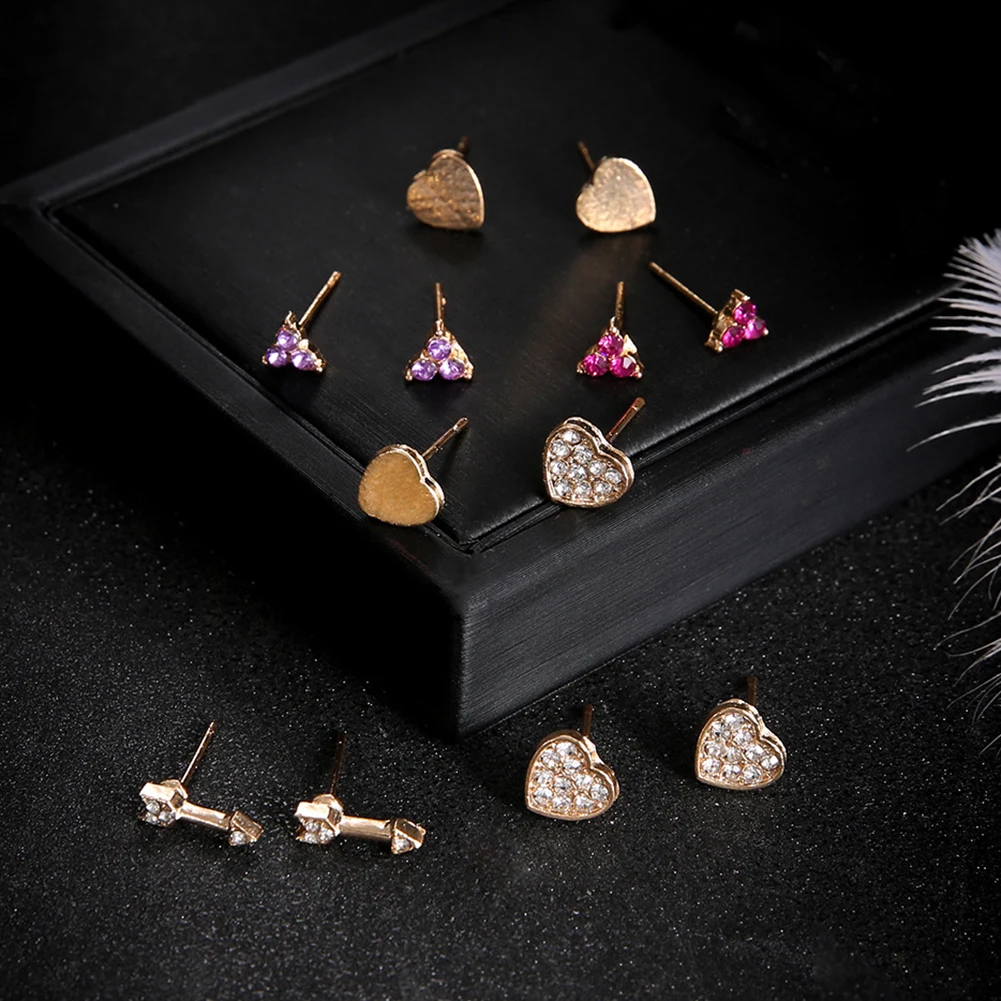 Оптовая продажа 6 пар Модные Разноцветные серьги гвоздики в форме стрелы со