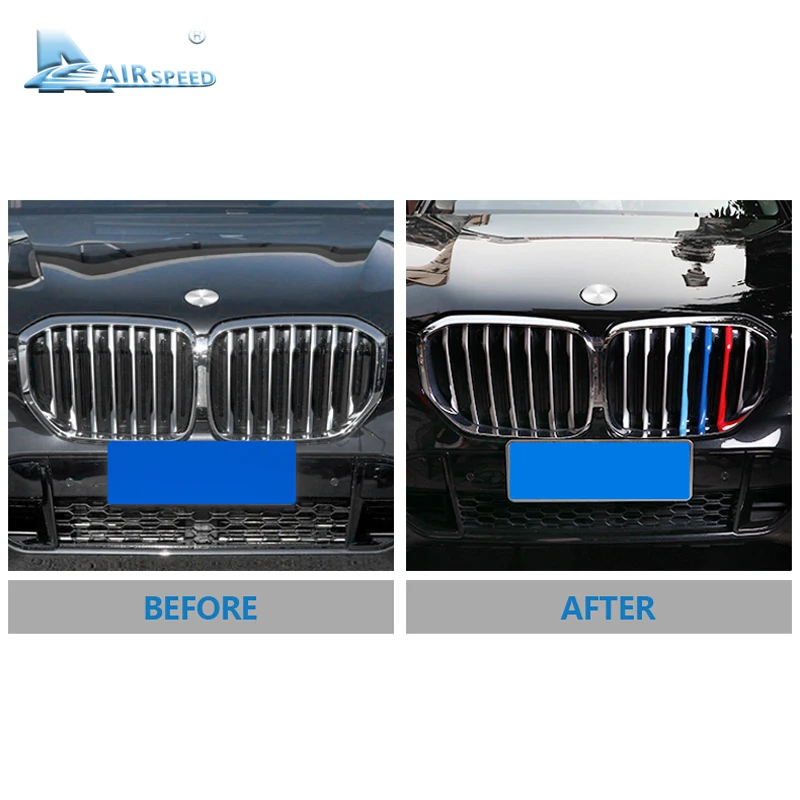 

Airspeed 3D M Styling for BMW X5 G05 Accessories 2019 ABS Car Front Grille Cover Trim Grill Motorsport Strip Decoration Stickers