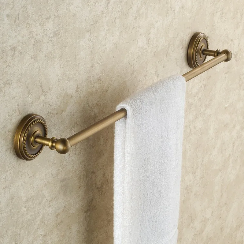 Single Towel Bar Античная латунь полотенце Аксессуары для ванны полка, туалетный Бумага мыльница держатель полотенец стакан-держатель Ванная комната оборудование комплект - Цвет: Single Towel Bar