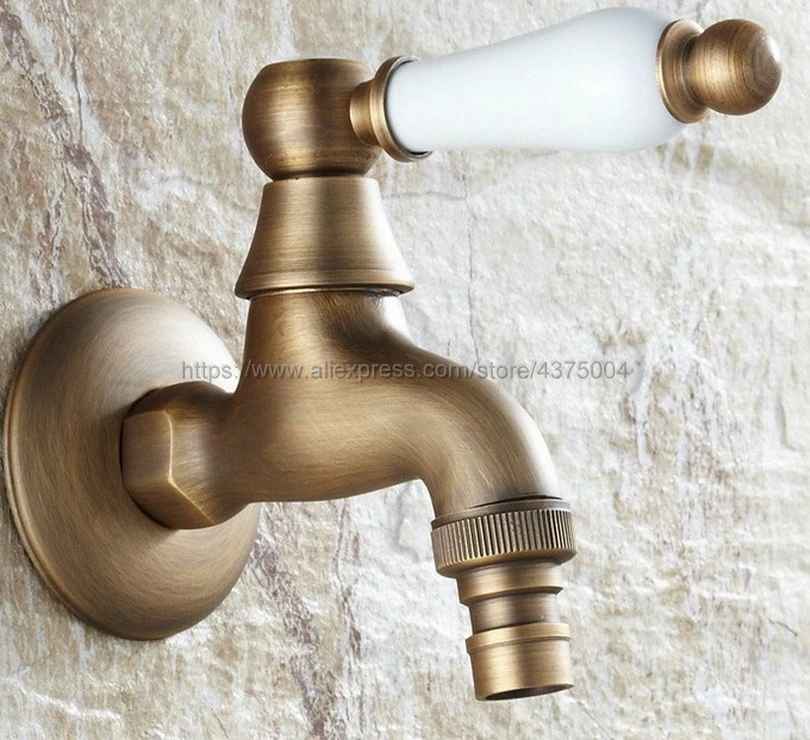 

Garden Retro Style Antique Brass Finish Washing Machine Faucet Bibcocks Cold Water Tap Nav106