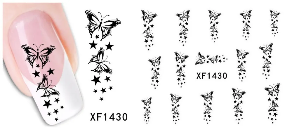 100 листов XF1422 XF1469 ногтей цветок воды транфер стикер Красота фольга для