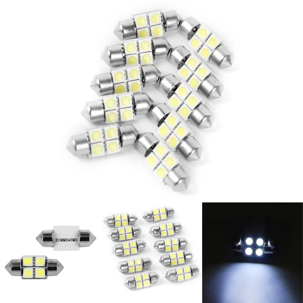 10 шт. 5050 31 мм 4 SMD автомобильный домов на колесах Внутренняя купольная гирлянда