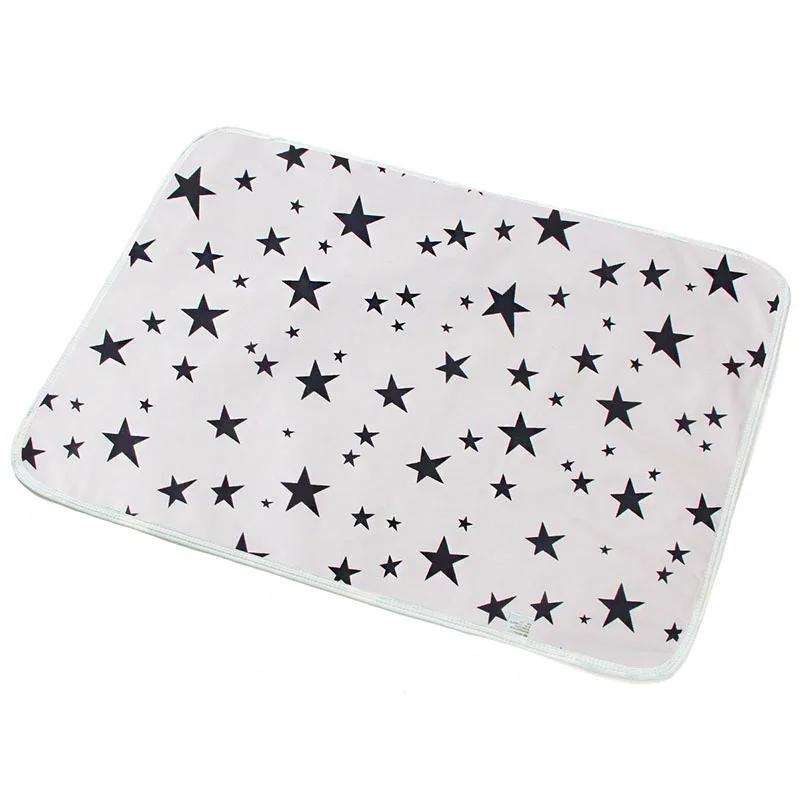 Black star-35x45cm Детская сменная Пеленка, хлопок, портативный дорожный подгузник, пеленка, сменный матрац для детской коляски, игровой коврик для пола, детские пеленки, водонеприницаемое одеяло для детей - Color: Black star-35x45cm