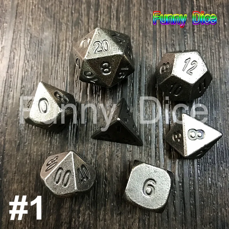 7 шт./компл. набор новых металлических игральных костей d4 d6 d8 d10 d % d12 d20 для