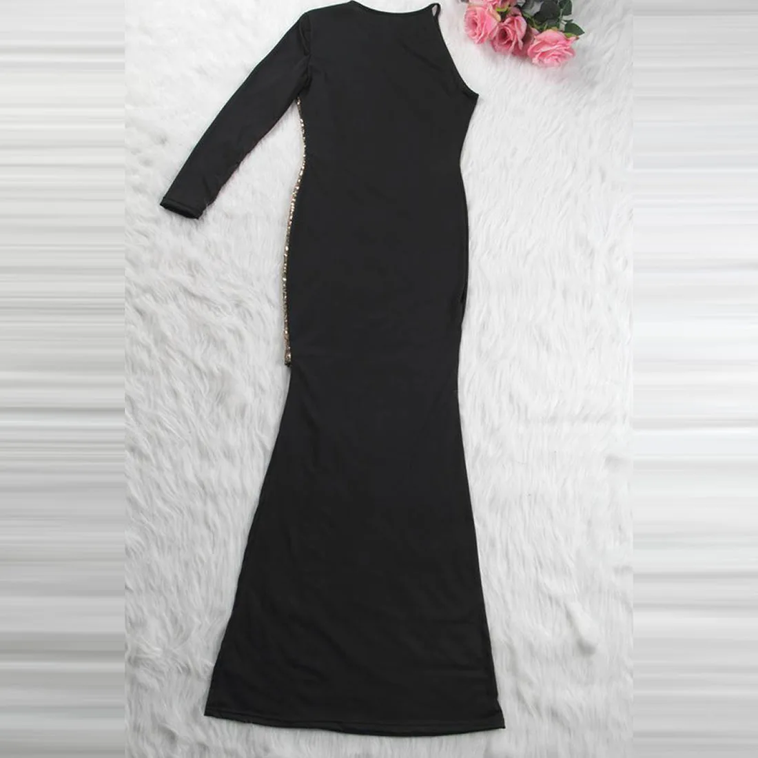 Robe noire longue романтичное платье бохо раздельное с блестками сексуальное черное