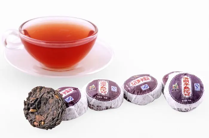 Free Shipping 50pcs Chinese Organic Puerh Tea With Nationgal Style Bags Cassia seed Bright Eyes Ripe Mini Puer |