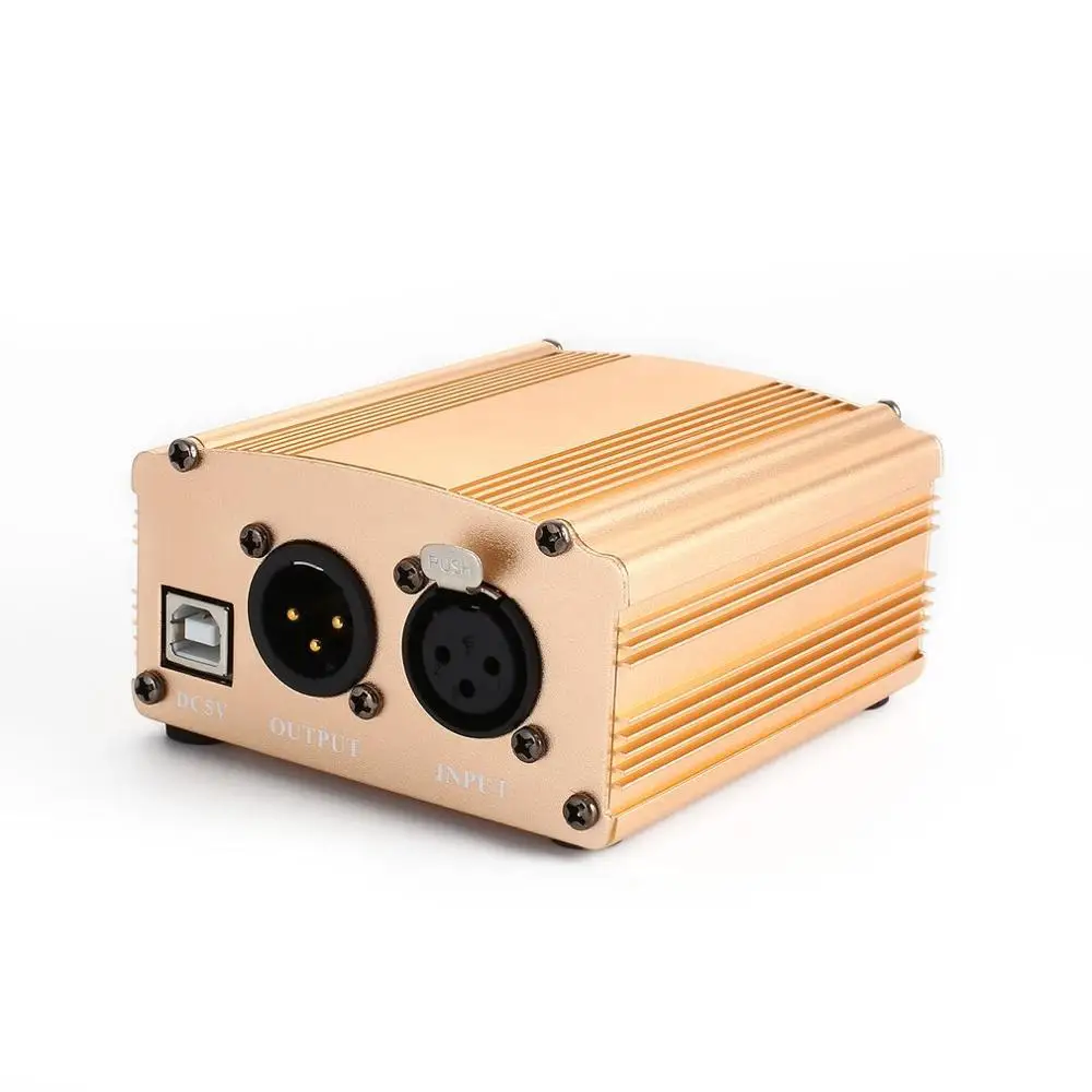 48V USB Phantom Питание USB2.0 кабель двойной разъем микрофонный кабель адаптер объектива для камер Micro микрофон конденсаторный Запись оборудование - Цвет: Золото